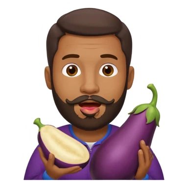 Dominican man with a beard as an eggplant in his mouth sticker