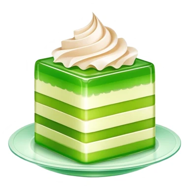 Coconut Pandan Jelly Cinematic Realistic Coconut Pandan Jelly Dessert Emoji, depicted as a layered jelly with distinct strata of coconut and pandan flavors, rendered with delicate textures and vibrant, tropical lighting. sticker