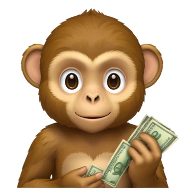 monkey holding money on sholdure sticker