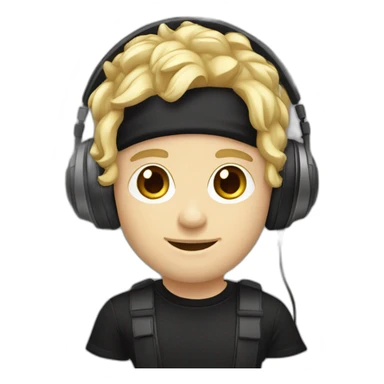 dj headphones man blonde haired white skin black t-shirt sticker