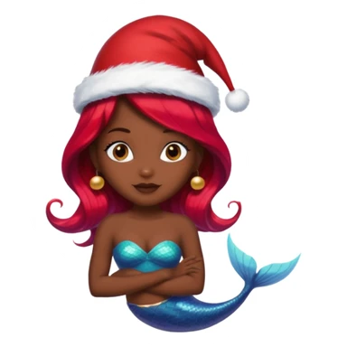dark skin  mermaid with christmass hat sticker