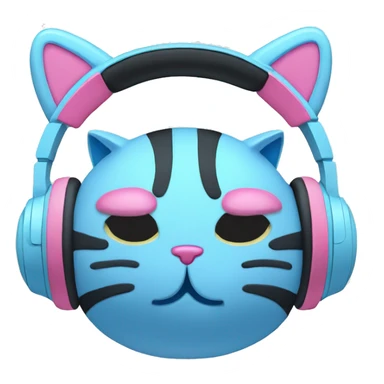 light blue and pink headphones with cat ears on them sticker