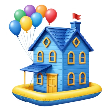 blue house flying with baloons sticker