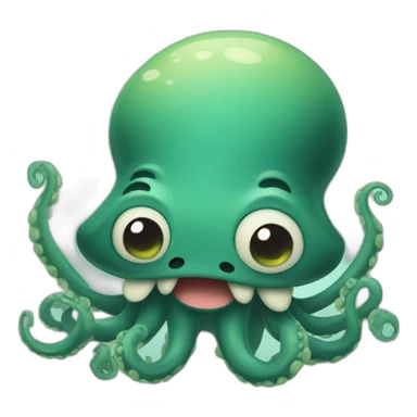  a cute kraken with a cute confuse face sticker