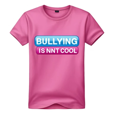 Hyperrealistic pink tshirt, with words' bullying isn"t cool", isolated still life. Colorful, 4k hd, no emoji icons, no emoji faces, no human figures  sticker