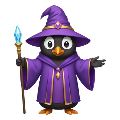 Purple wizard penguin sticker