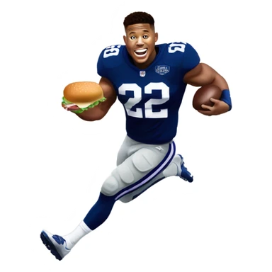 Saquon Barkley running away with food sticker