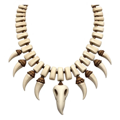 stone age necklace without human skeleton with elephant teeth and animal bones sticker