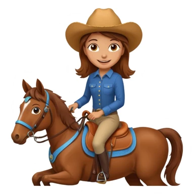 brown haired girl on a cheatnut hporse smiling' sticker