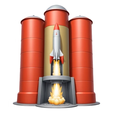 grey missile silo hatch open, and the top two thirds of a white nuclear missile launching out of the silo is shown sticker