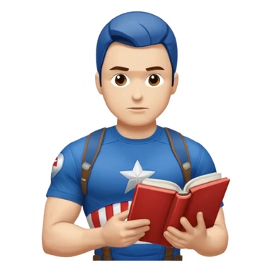 read book with captin america sticker