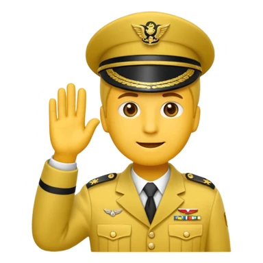 Eine salutierenden Emoji (Hautfarbe: gelb ) in Armee Klamotten männlich; salutierend mit der rechten Hand und auf der Höhe der Stirn sticker