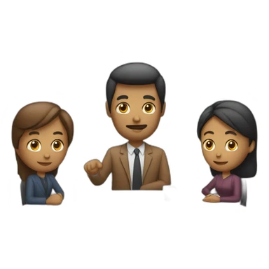 two person, interviewer and a brown person, talking, 4K, high-detailed, with table, face to face sticker