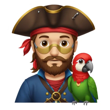 ["Brown-haired pirate with beard, parrot on shoulder."] sticker