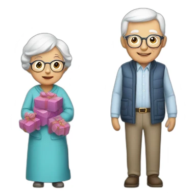 Granny with grandfather gate gifts  sticker