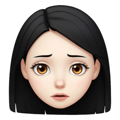 Create a girl with black hair violently choking herself sticker