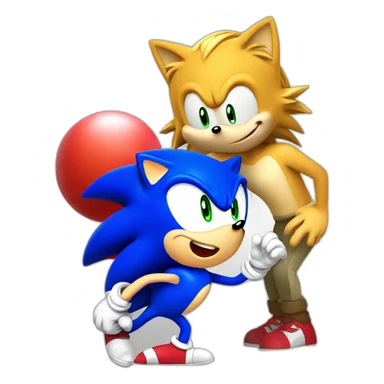 sonic the hedgehog touching a round bellied woman's stomach sticker