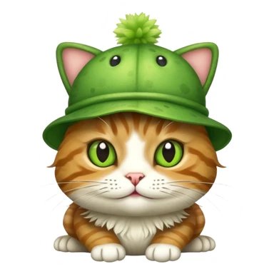 a cat wearing a frog hat sticker