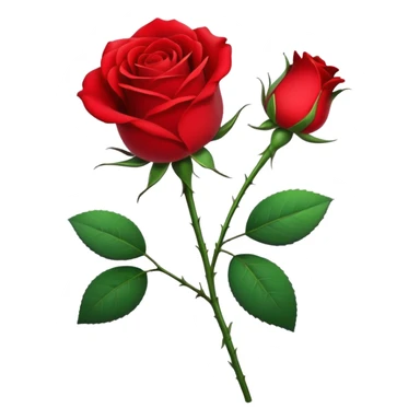 Generate a high-quality image of a single rose flower with stem and leaves, realistic color and shading, smooth gradient colors, no human figures, no facial features, no brand markings, simple white background, high-resolution.
 sticker