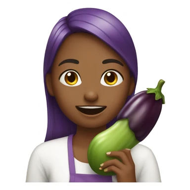 egg plant girl eating sticker
