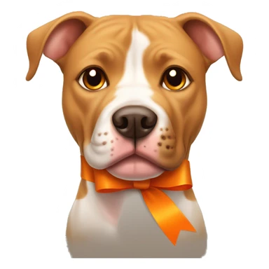 Pitbull with Brown eyes and blonde/tan fur and orange awareness ribbon sticker
