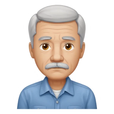 Old man with gray hair and mustache and working shirt a little sad sticker