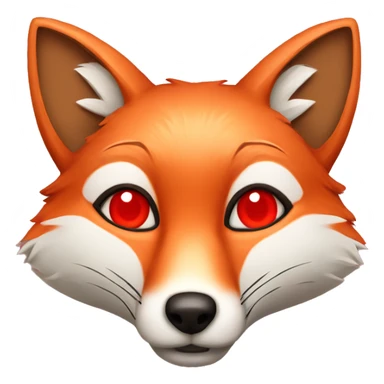 deep lush red fox face with tiny red heart instead of eyes sticker