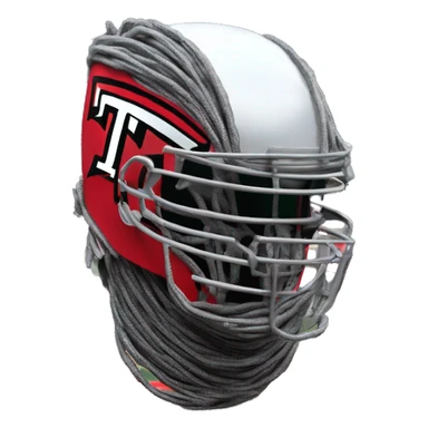Texas-tech-red-raiders barber wire covered gunmetal tattooed battle helmet Mohawk multi color white silver 3d sticker
