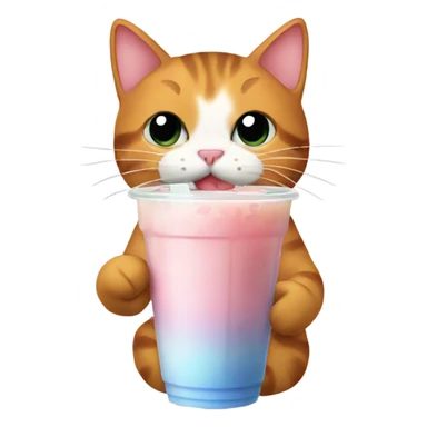 A silly cat drinking boba tea sticker