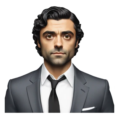 Oscar Isaac in a suit and tie sweaty, shirt clinging to his body sticker