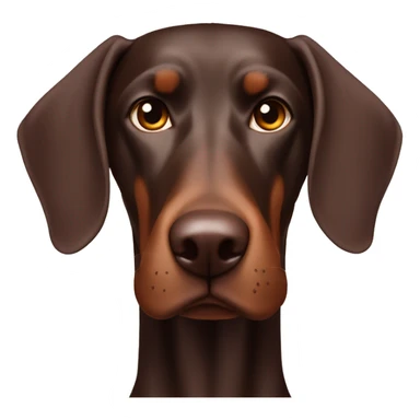Strong male chocolate Doberman with large floppy ears sticker
