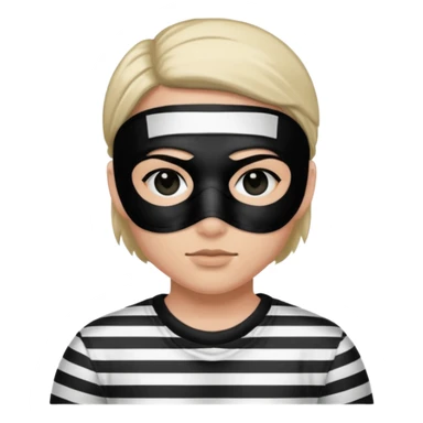 Thief with black eye type mask and black and white striped prison clothes sticker