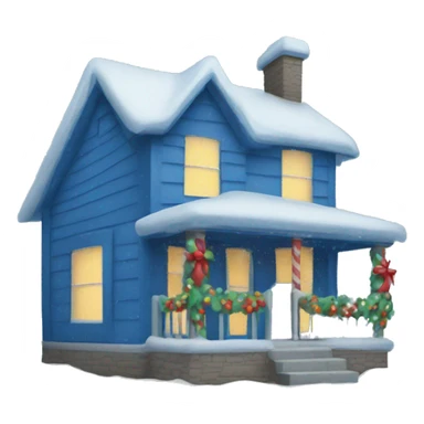 Blue Christmas house sticker