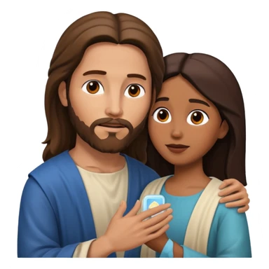 Jesus animado con una mujer ayudándola, variadas sticker