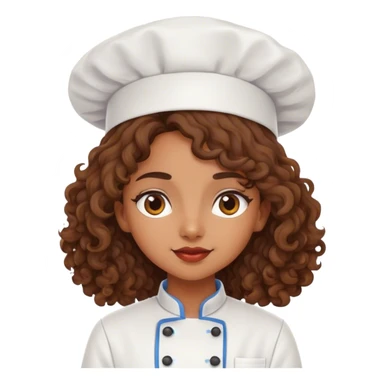Medium Brown girl chef with long curly hair sticker