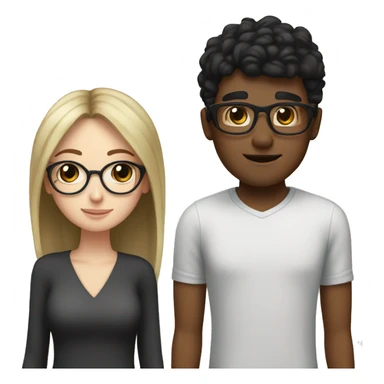 Lighter Brown guy with glasses and and a white girl black hair with bangs no glasses in a relationship  sticker