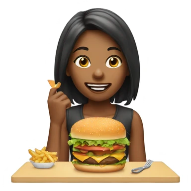 Girl eating a burger sticker