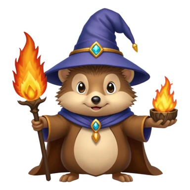 wizard hedgehog summoning fire sticker