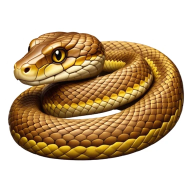 cinematic-python-realistic-full-body-coiled-emoji,-thick-scaled-body-looped-tightly,-intricate-brown-and-gold-patterned-scales-reflecting-light,-head-tilted-dramatically,-slitted-eyes-staring-calmly,-simplified-yet-realistic-focused-features,-highly-detailed,-glowing-with-an-almost-sarcastic-glow sticker