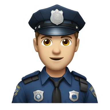 Man with brown short hair, blue eyes and wearing a police outfit. Blue eyes sticker