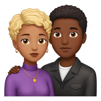 Black non-binary person and black man in love  sticker