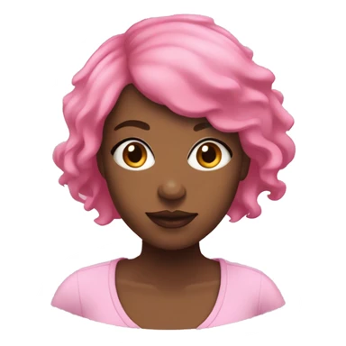 A black woman with pink short hair, movng er head Unnaturally to the left while her hair shimmies sticker