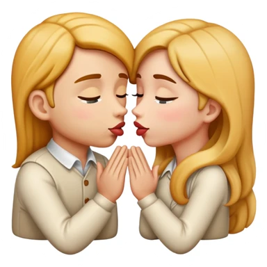 Kissing face emoji kissing into receiving hands like begging sticker