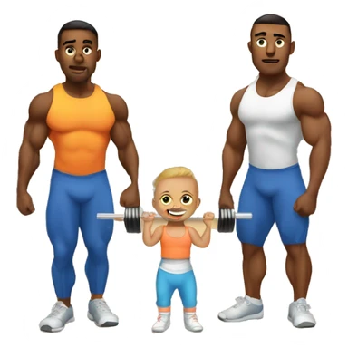 A baby with his parents doing deadlifts at the gym  sticker