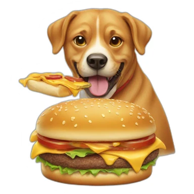 dog eats burger  sticker
