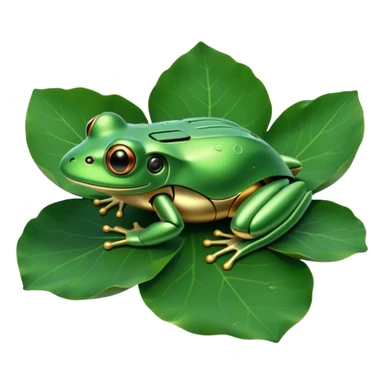 robot frog on lotus leaf sticker
