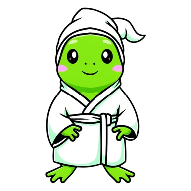 Lady frog with a towel wrapped around their head and in a robe sticker