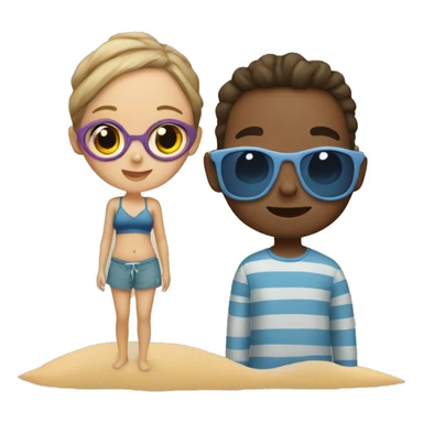 girl and boy on the beach sticker