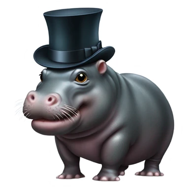 Pygmy hippo with top hat  sticker