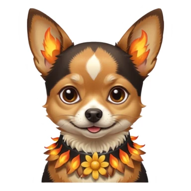 Chihuahua noir marron et feu  daisy sticker